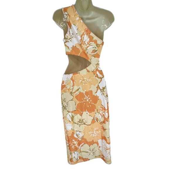 Alice Elle Maxi Dress One Shoulder‎ Floral Orange Sleeveless Cut Out Size 6 NWT - Picture 8 of 16